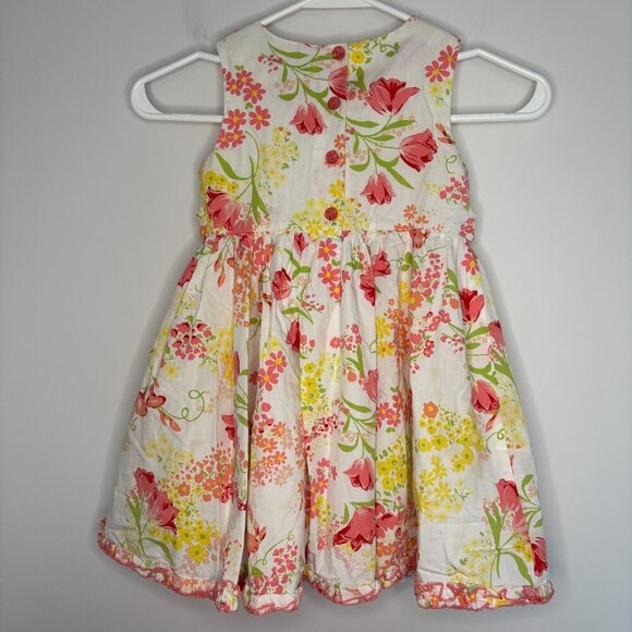 POLLY & FRIENDS Sundress Girls 4 Pink Yellow Floral Sleeveless - Picture 3 of 3
